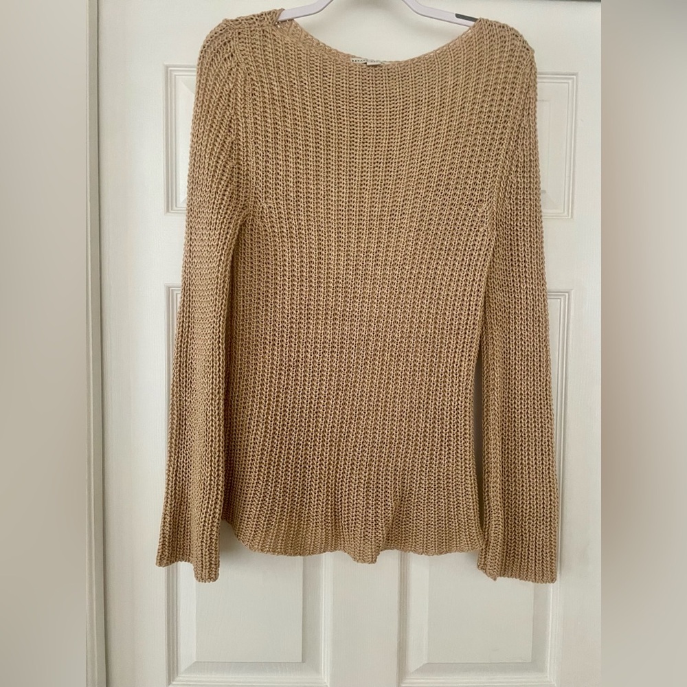 Banana Republic Y2K Tan Knit Sweater medium coastal preppy relax boho minimalist
